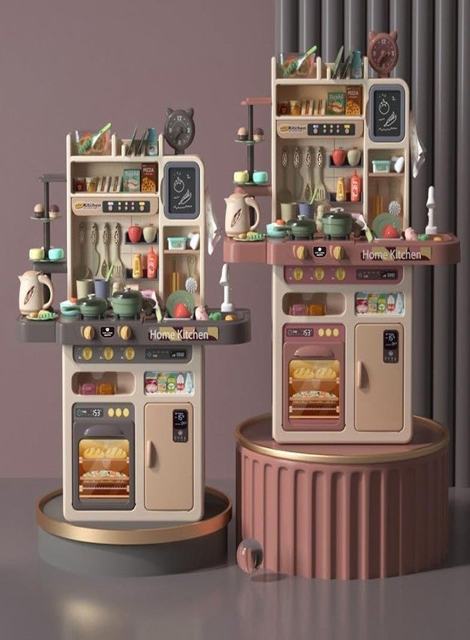 GIPTOC 87-Piece Big Kitchen Play Set for Kids | Real Steam, Lights & Sound | Flowing Water Sink & Accessories | Pretend Cooking Toy (Color May Vary) - Image 2